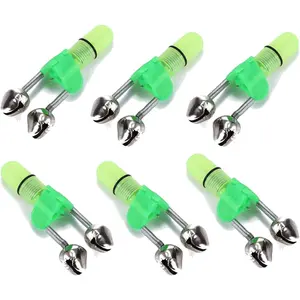 Fishing Bell and Night Light Kit 20 Pcs Fish Bite Bait Alarm Bell with LED Light for Night Fishing