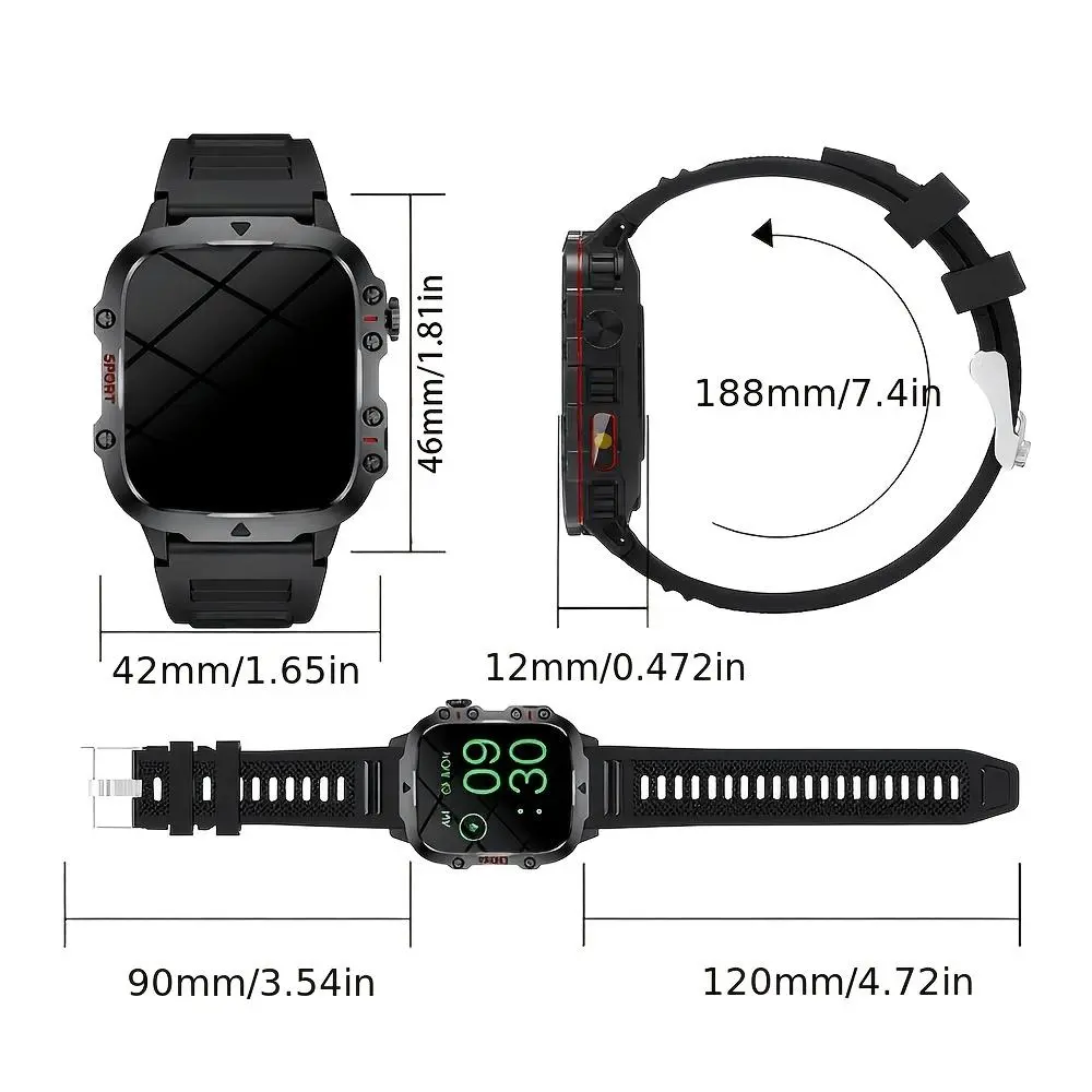 Unisex Smart Watch with Silicone Strap, New Valentine's Day Gift - Call & Text Support, Multiple Sports Modes, Remote Camera Control, Fitness Tracker, iPhone & Android Compatible Wearable Smartphone