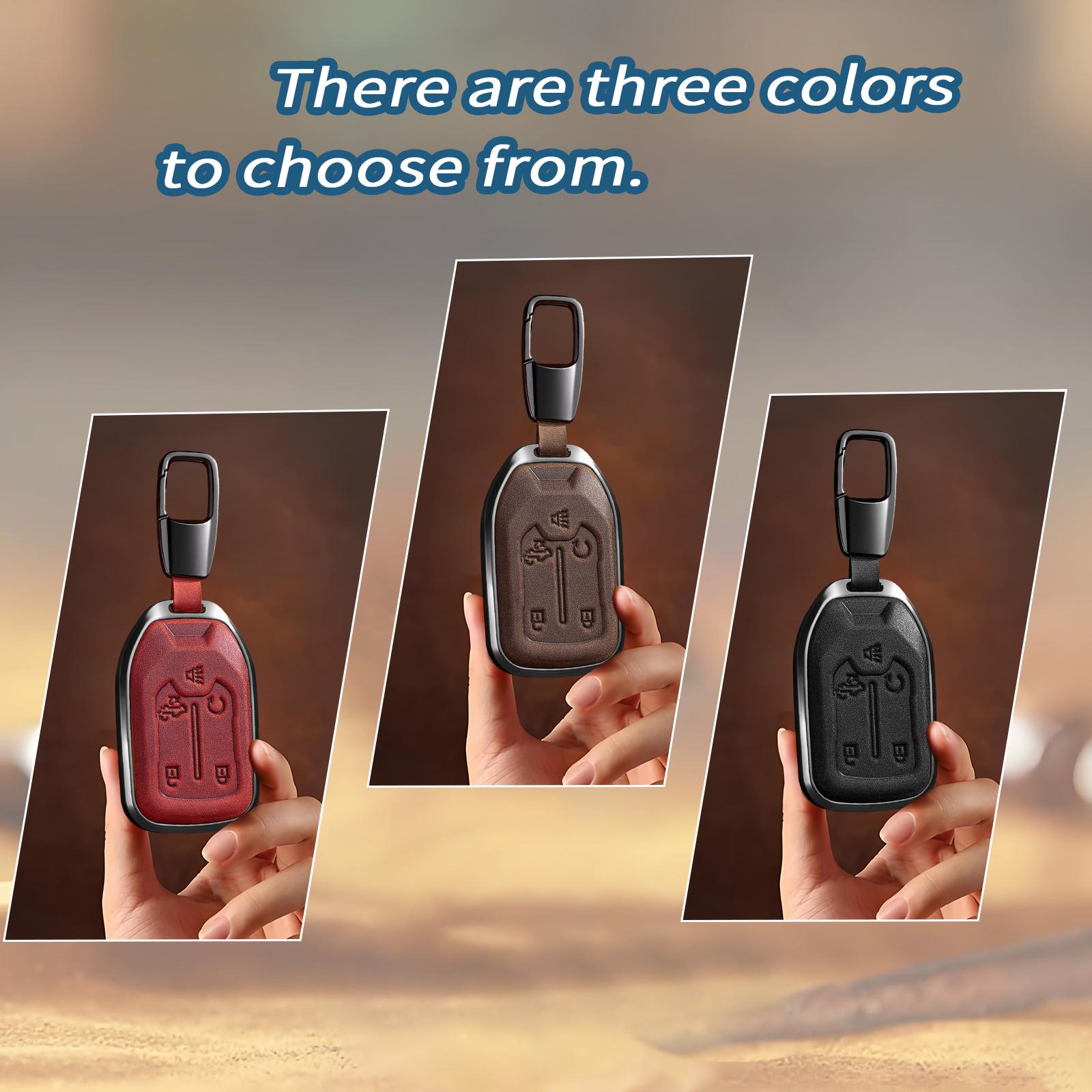 For GMC Key Fob Cover with Keychain, Key Shell Key Case Compatible with GMC Acadia Sierra Terrain and Chevy Silverado 1500 2500HD 3500HD 5-Button