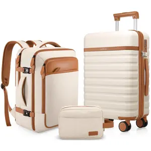 UKEIN 3-Piece Luggage Set with 20 Inch Carry On Suitcase（24&28 inch sizes are not suitable for carry-on）& Travel Backpack, PC Hardside Spinner Luggage with TSA Lock, Lightweight Durable Suitcase for Men and Women