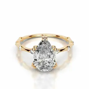 Lab-grown diamond 11043, 2 ct;  D;  VS1; pear cut lab-grown diamond ring; IGI; light luxury, premium feel; versatile for everyday wear; engagement/proposal diamond ring; S925