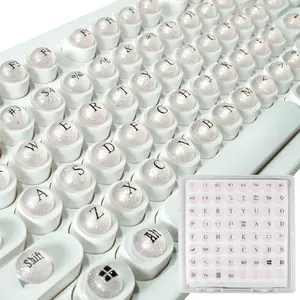 F-KBB06  Full Keyboard Keys Riser for Long Nails Typing and Gaming, 128 Pcs Self-Adhesive Symbolic and Alphanumeric Silicone Keys for Keyboards and Laptop (Pink-Hemisphere)