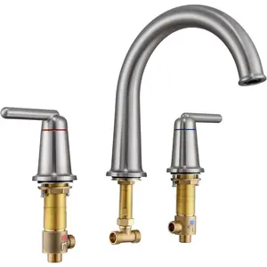 Bathtub Faucet 2-Handle Tub Filler with Valve Widespread Deck Mounted High Flow Tub Faucet Set Brushed Nickel