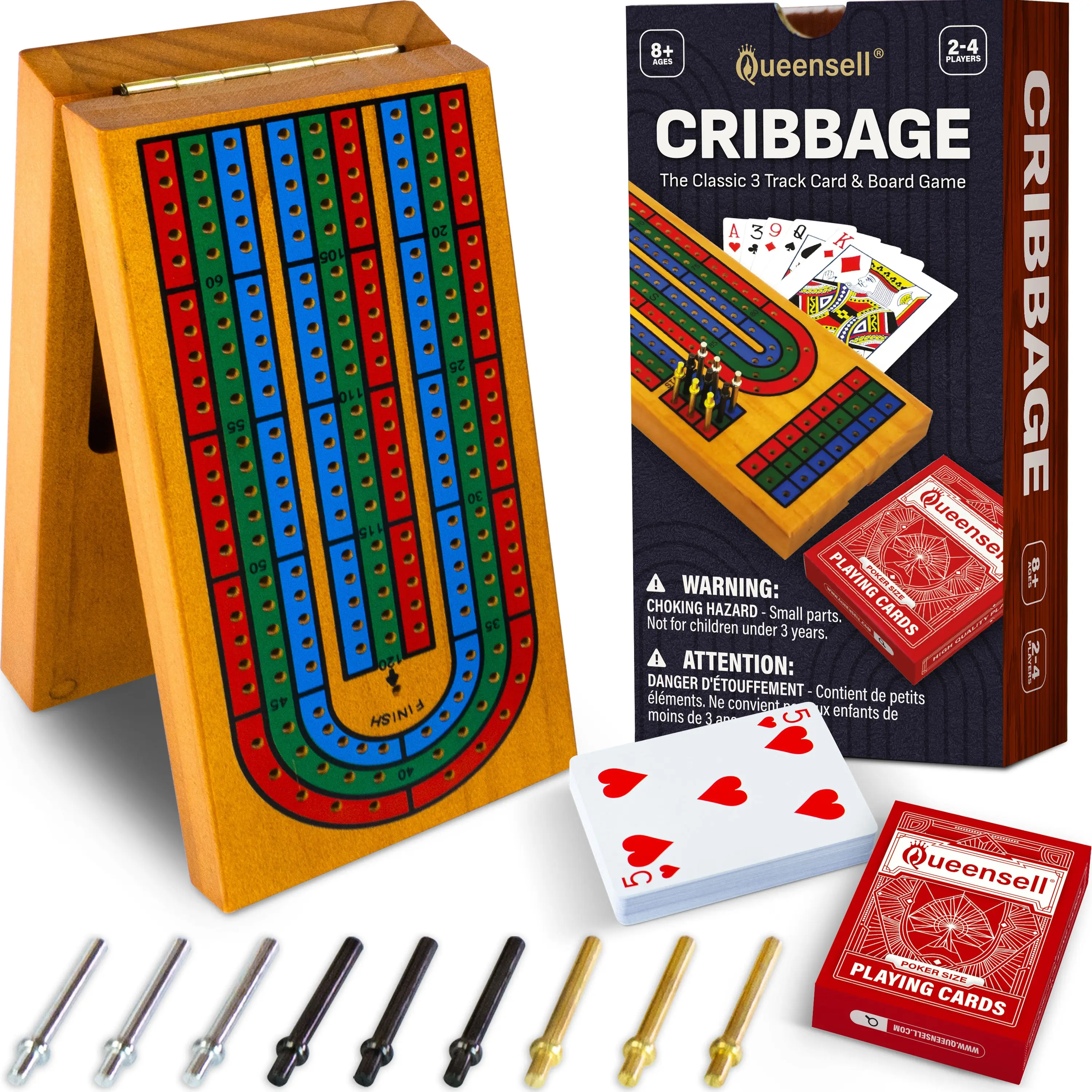 Cribbage Board Game Set with Storage