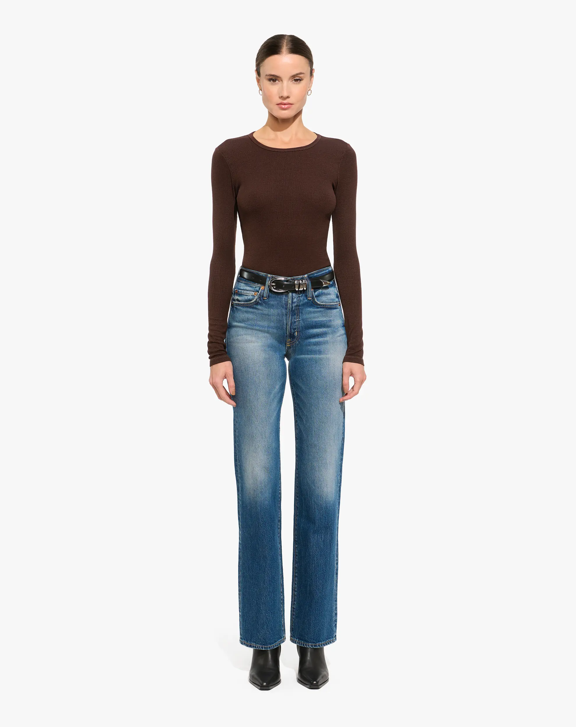 Women's Betro Simone Hayley High-Rise Modern Straight-Leg Jeans - Premium Stretch Cotton Denim Pants, Essential Basic Breathable Everyday Bottoms with Pocket, Made in USA, Style, Casual Wear