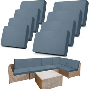 8 Pcs Stretchy Cushion Covers for Sectional Sofa Outdoor Furniture - Washable Elastic Slipcovers, Water Resistant, 4 Backrest (32-40"x20-28") & 4 Seat (20-27.5"x20-25") for Backyard Patio Makeover, Poolside Hosting