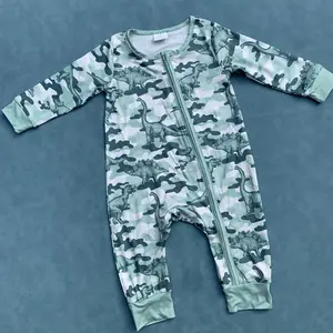Dinosaur camouflage baby boy long sleeve romper