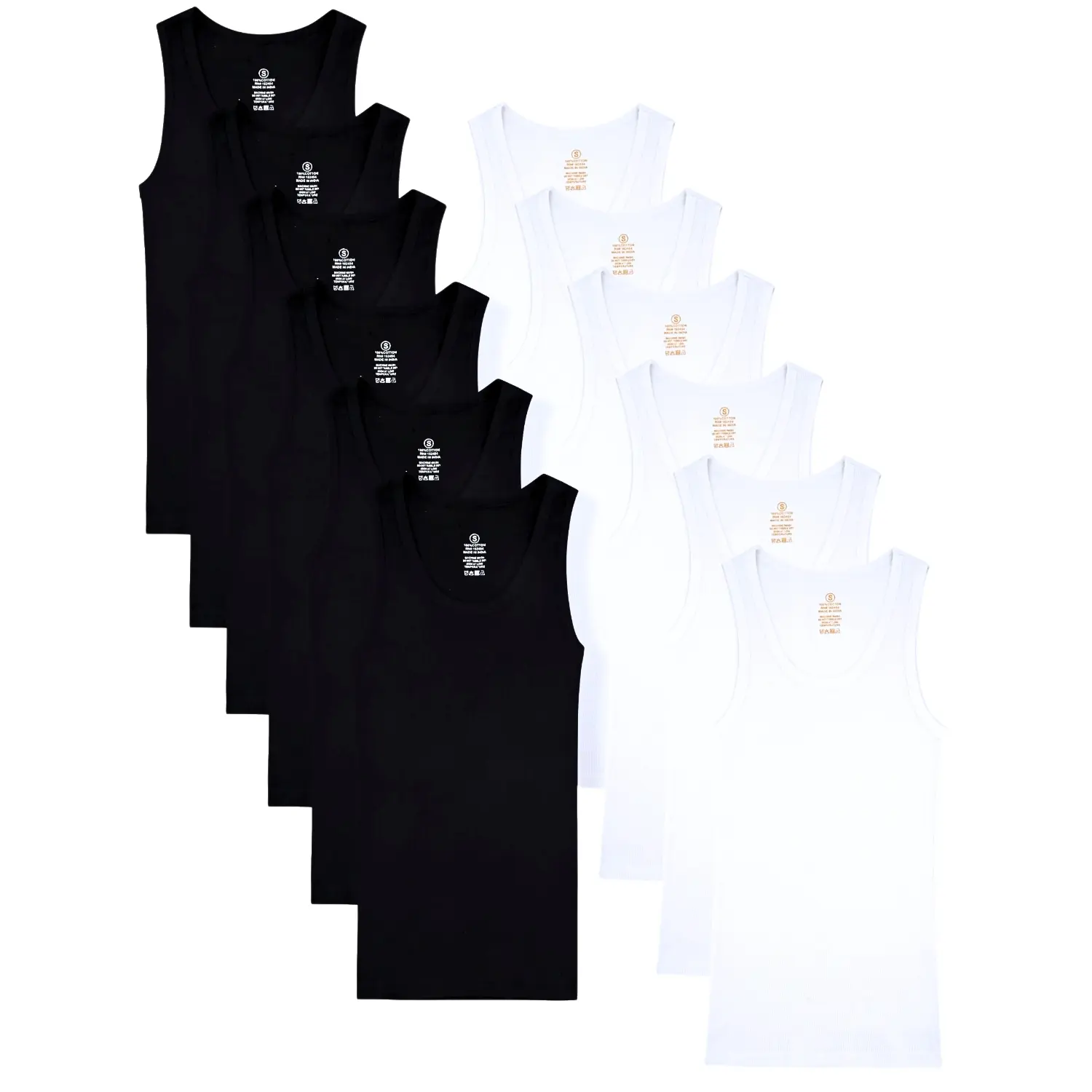 Studio 3 Women's 12 Piece Pack Slim Knit Sleeveless Casual Basic Ribbed Tank Tops