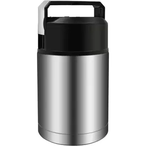 35oz Silver Stainless Steel Soup Thermos, Wide Mouth Insulated Food Thermos Jar, Leak Proof Vacuum Thermal Flask Insulated Lunch Container for Hot Food