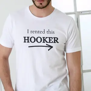 I Rented This Unisex Cotton T-Shirt, Casual Style, Short Sleeve, White, Graphic Design Featuring Text and Arrow