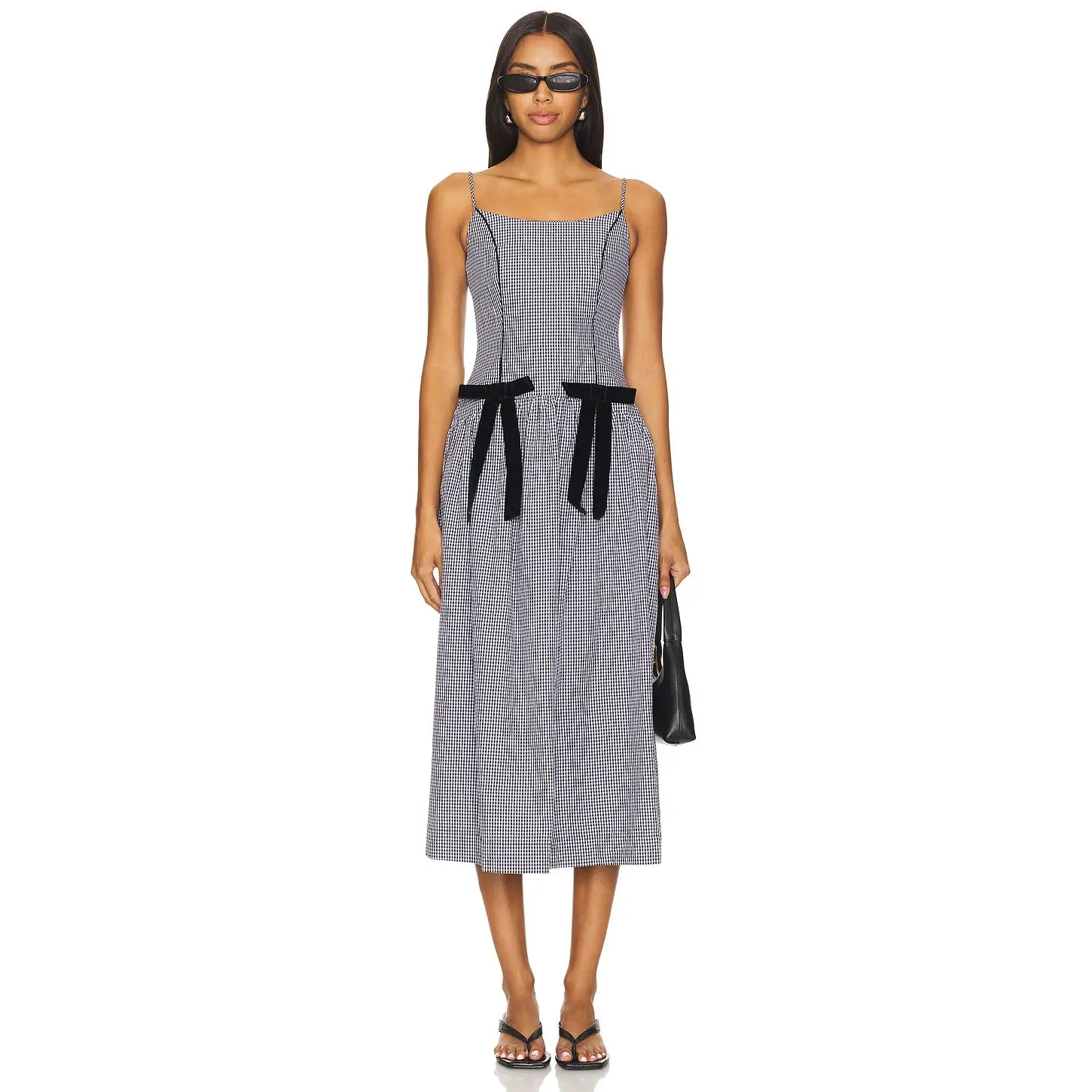 Damson Madder Persephone Midi Dress in Black Gingham