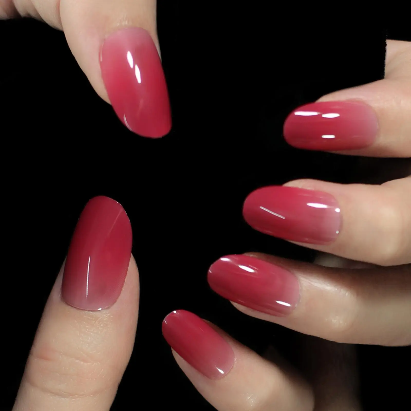 Light Coral Ombre Artificial Press On Nails False Nails Art Sleek Gel Acrylic Nail Oval Medium Color Tips With Glue Sticker