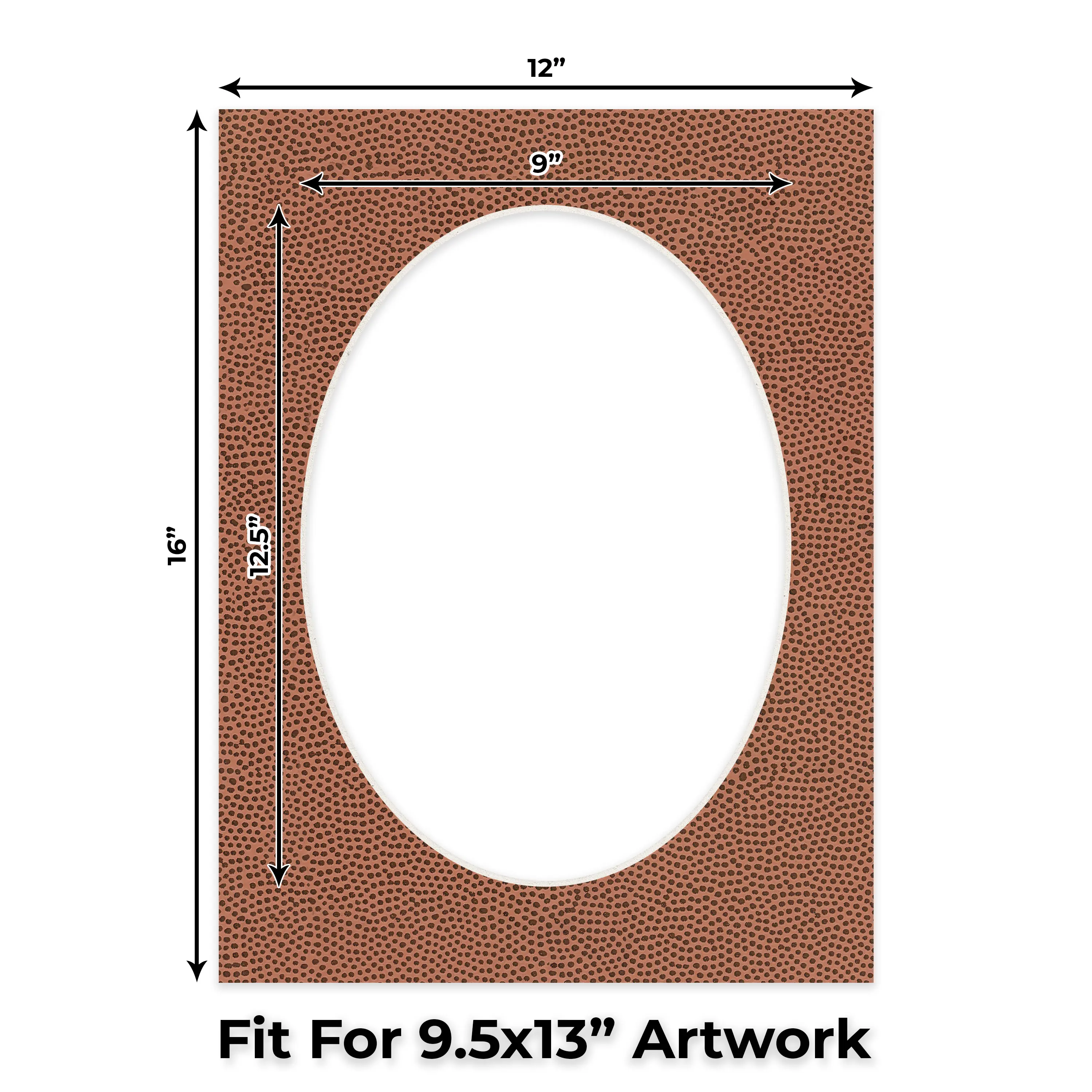 Football Texture Mat Board for 12x16 Frames - Oval Opening for 9.5x13 Photos