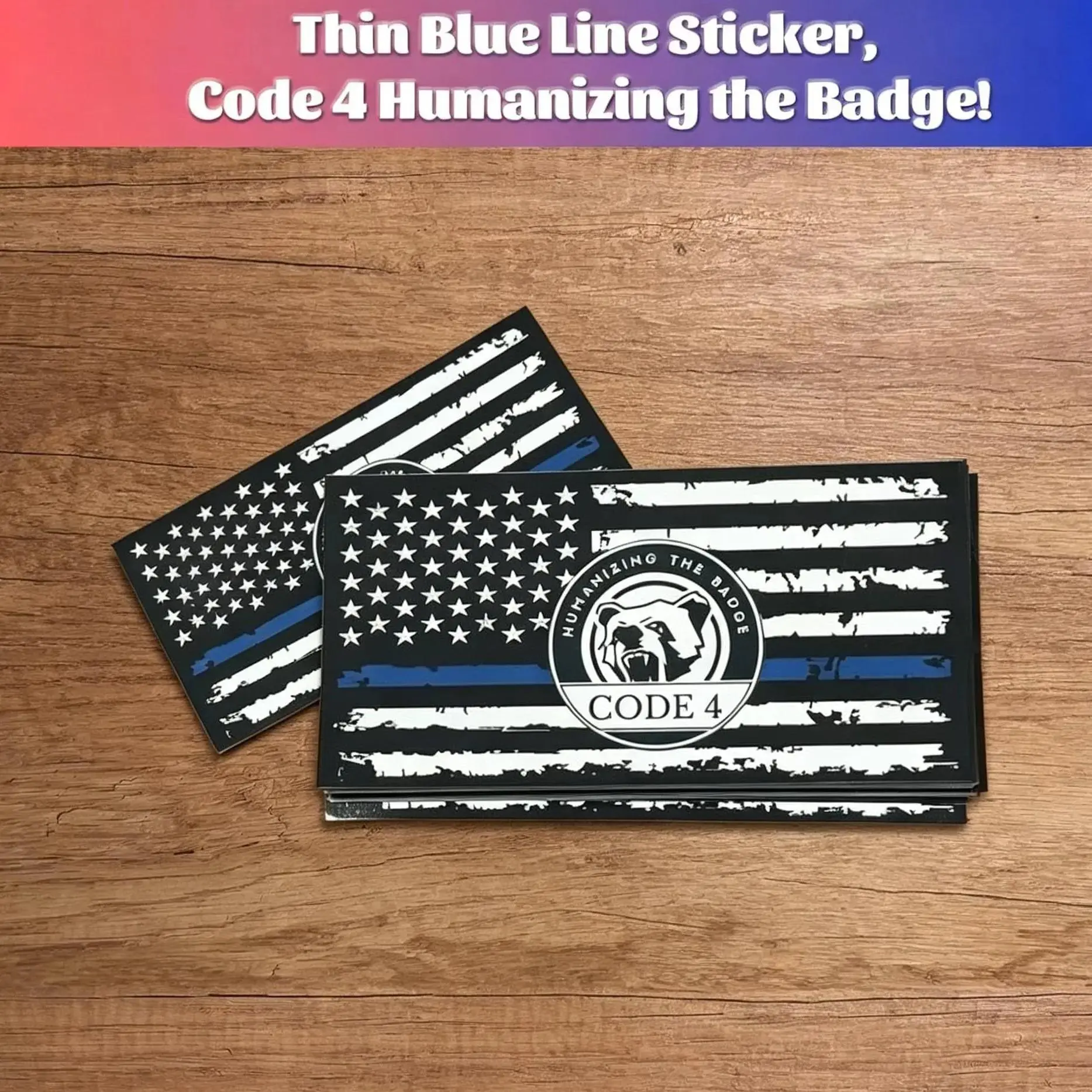 Heartbeat Honors the Badge 2PC Thin Blue Line Decal Code 4(2-Pack)-Where Every