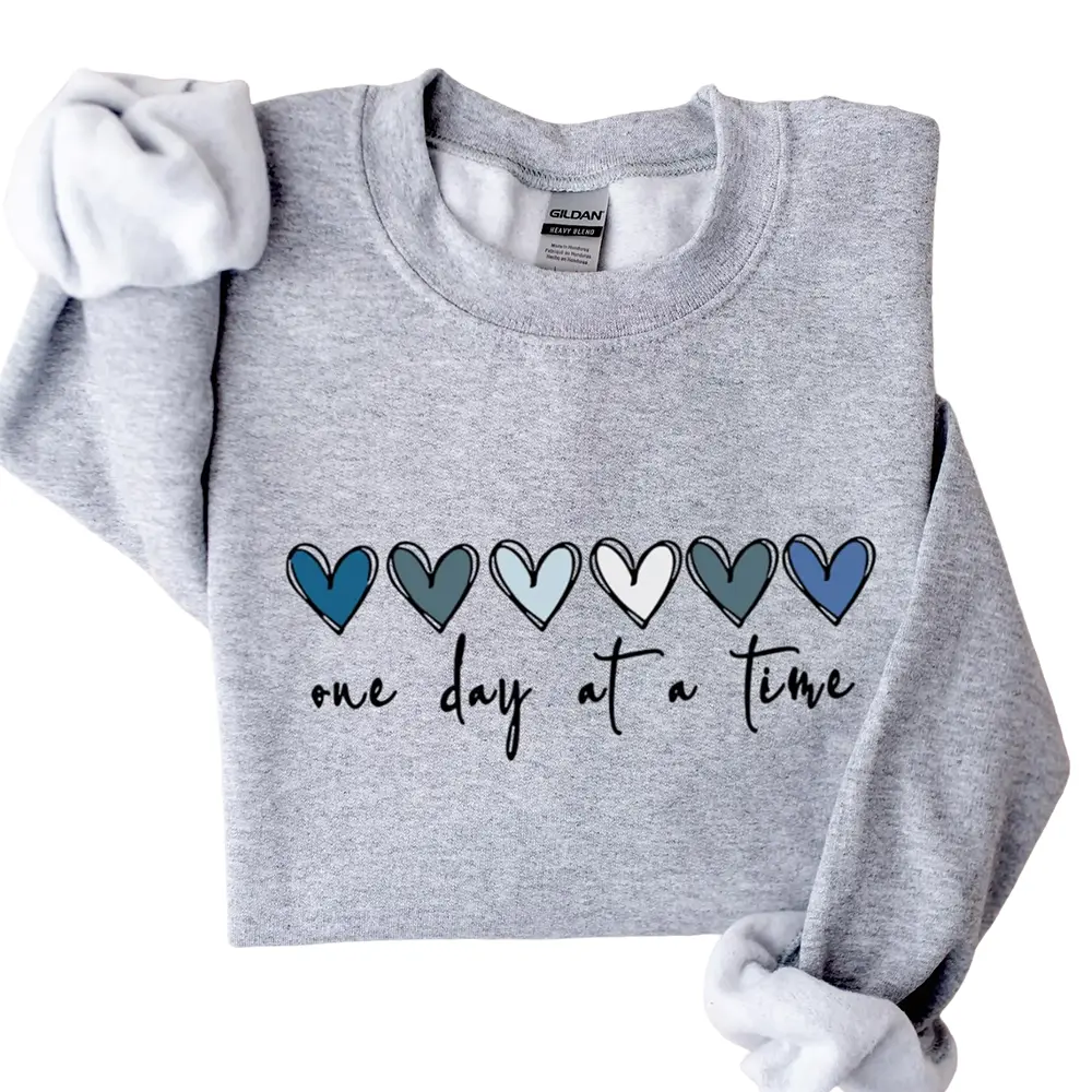 One Day At A Time Shirt, Hearts Mental Health Vintage Print T-Shirt, Jesus Shirt, Minimalist Christian Shirt, Gift For Mens