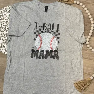 T-Ball Mama - Sports Mama T-Shirt - Short Sleeve Crewneck - Baseball Field Design - Sports Mom Life - Shortsleeve