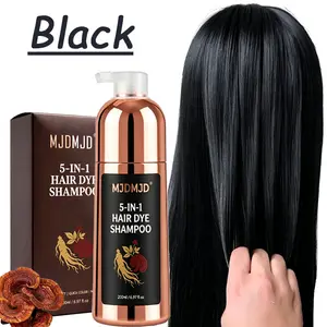 Electroplated Black Hair Dye Shampoo 5-in-1, Permanent Hair Color for Gray Coverage, Herbal Ammonia-Free Formula for Women & Men, Beard & Hair Coloring, Long Lasting Hair Care, 200ml