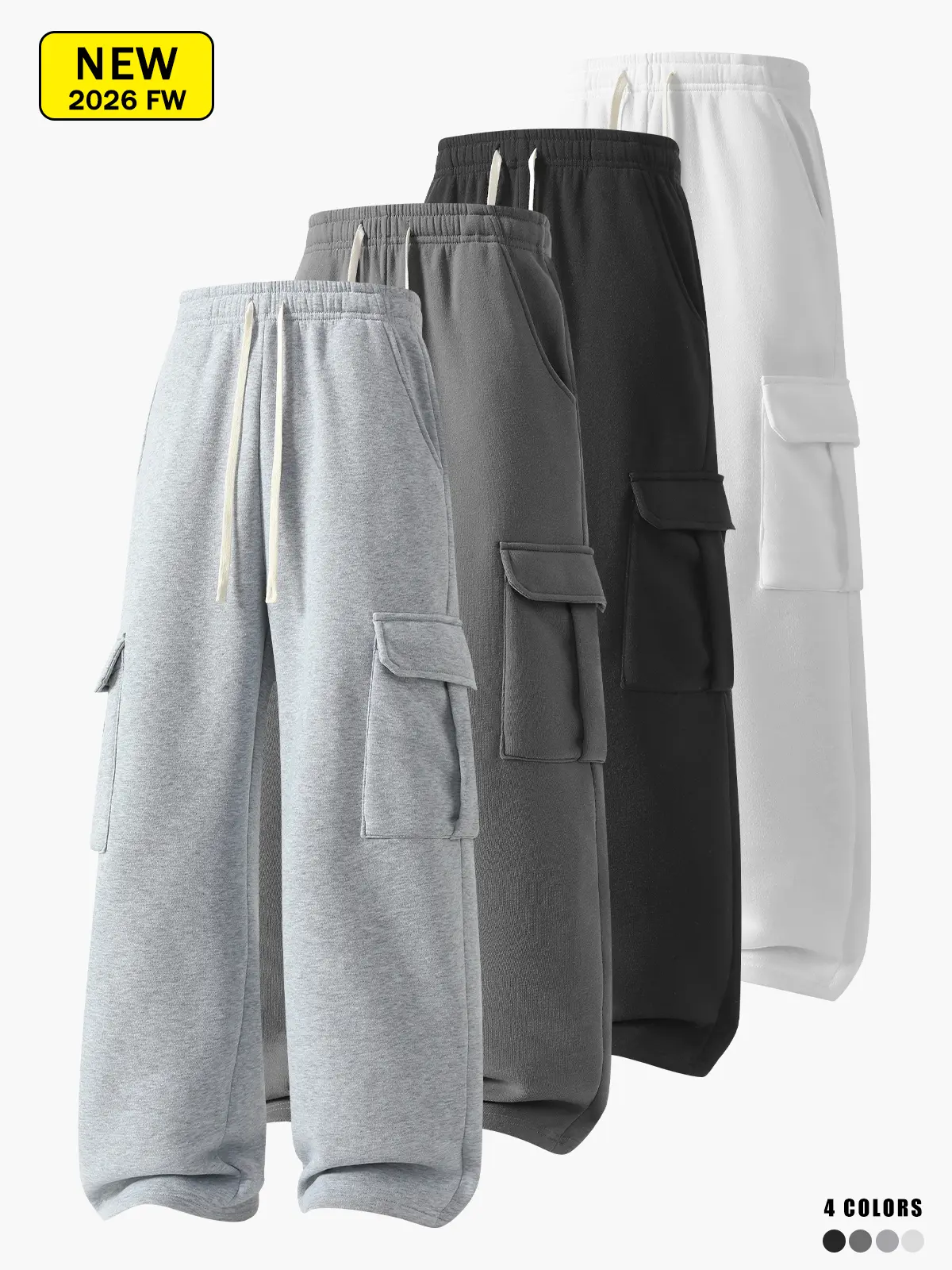 Men’s spring/autumn casual cargo pants, loose straight knit sweatpants—breathable, comfortable, soft, and skin-friendly; suitable for jogging, fitness, aerobics, street dance, and other outdoor activities.