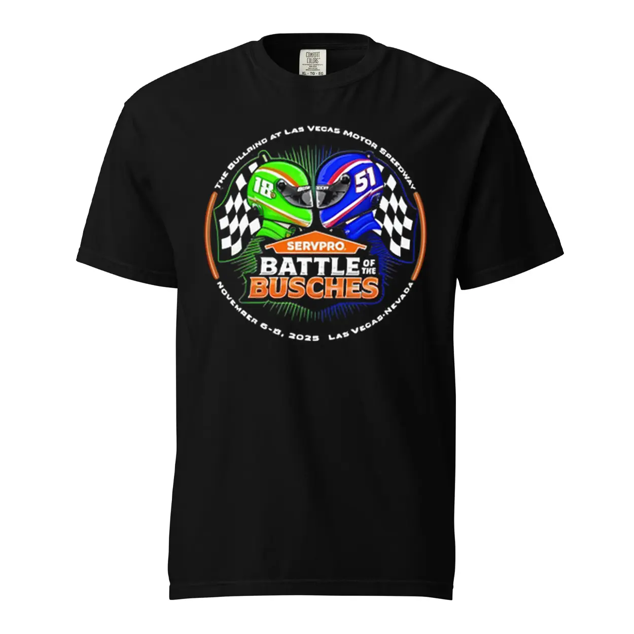 Kyle Busch Battle Of The Busches Comfort Color Tee Pure Cotton Fabric Casual Crew Neck Short Sleeve Soft-Washed T-Shirt Trendy Tops for Women for Men