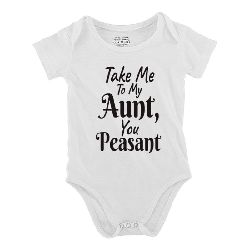 Take Me to My Aunt Print Bodysuit, Casual Short Sleeve Romper, Baby  Outdoor ClothingB1108-084