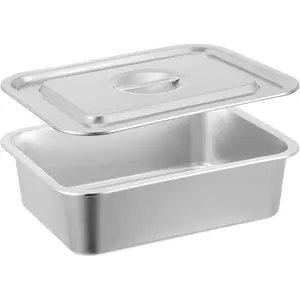 Extra Deep 4 Inch Lasagna Baking Pan with Lid, 10.6x14.1 Inch 304 Stainless Steel Large Baking Dish Tray, Thick Metal Oven Roasting Pan for Casserole Brownie Turkey, Silver