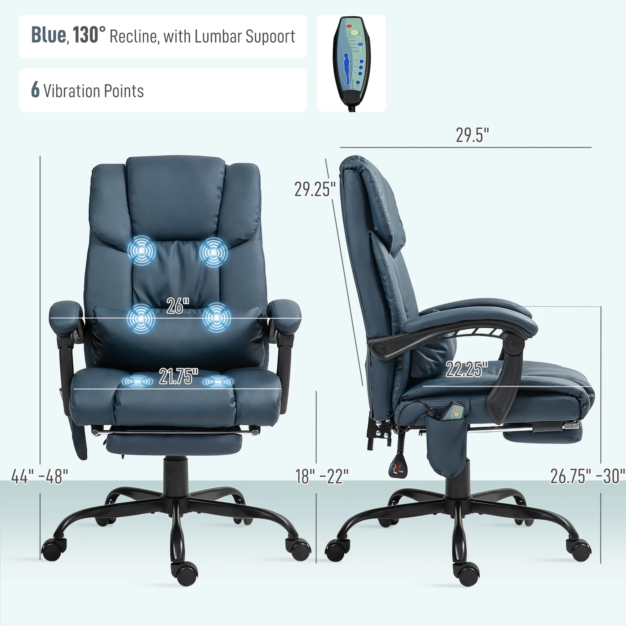 Blue, 130° Recline