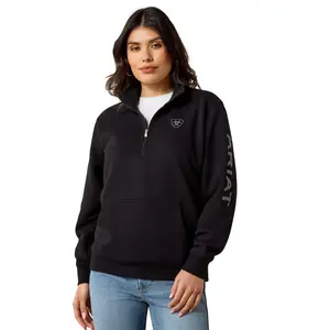 10063144 Ariat Women's Foundation Logo 1/2 Zip Sweatshirt - Black