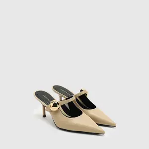 URBAN REVIVO 2026 Women's Pointed Toe Waterproof Retro Chic Heeled Mules - All Seasons Slip-On Backless Footwear, Rubber Upper Shoe, Style UAWS60032