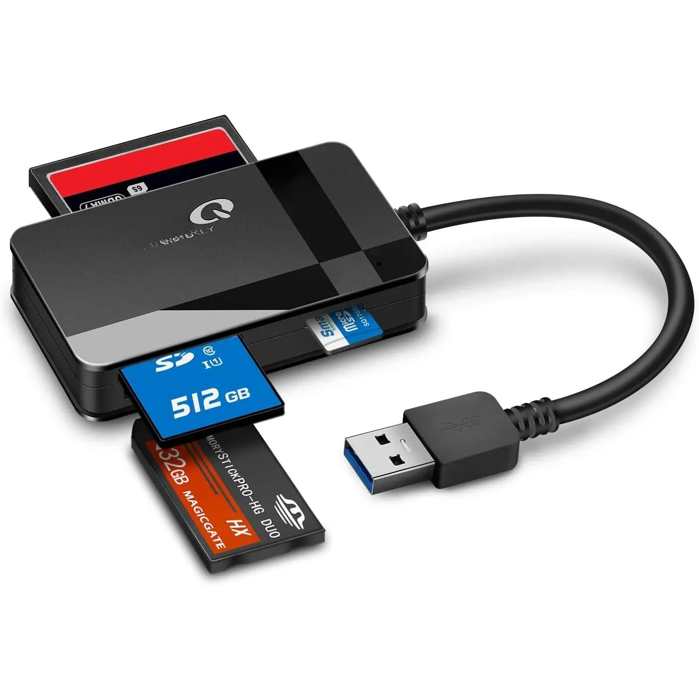 C368 USB 3.0 Card Reader - Plug & Play, Compatible with  & Windows, Supports SD,  SD, MS, CF Cards