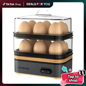 [Deals For You Days]EVOLOOP Rapid Egg Cooker Electric 12 Eggs Capacity, Soft, Medium, Hard Boiled, Poached, Omelet Maker Egg Poacher & Vegetable Steamer, BPA Free Tray