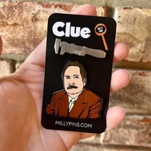 Cult Classic “Clue” Horror Movie Pin Set - Colonel Mustard & 3D Wrench
