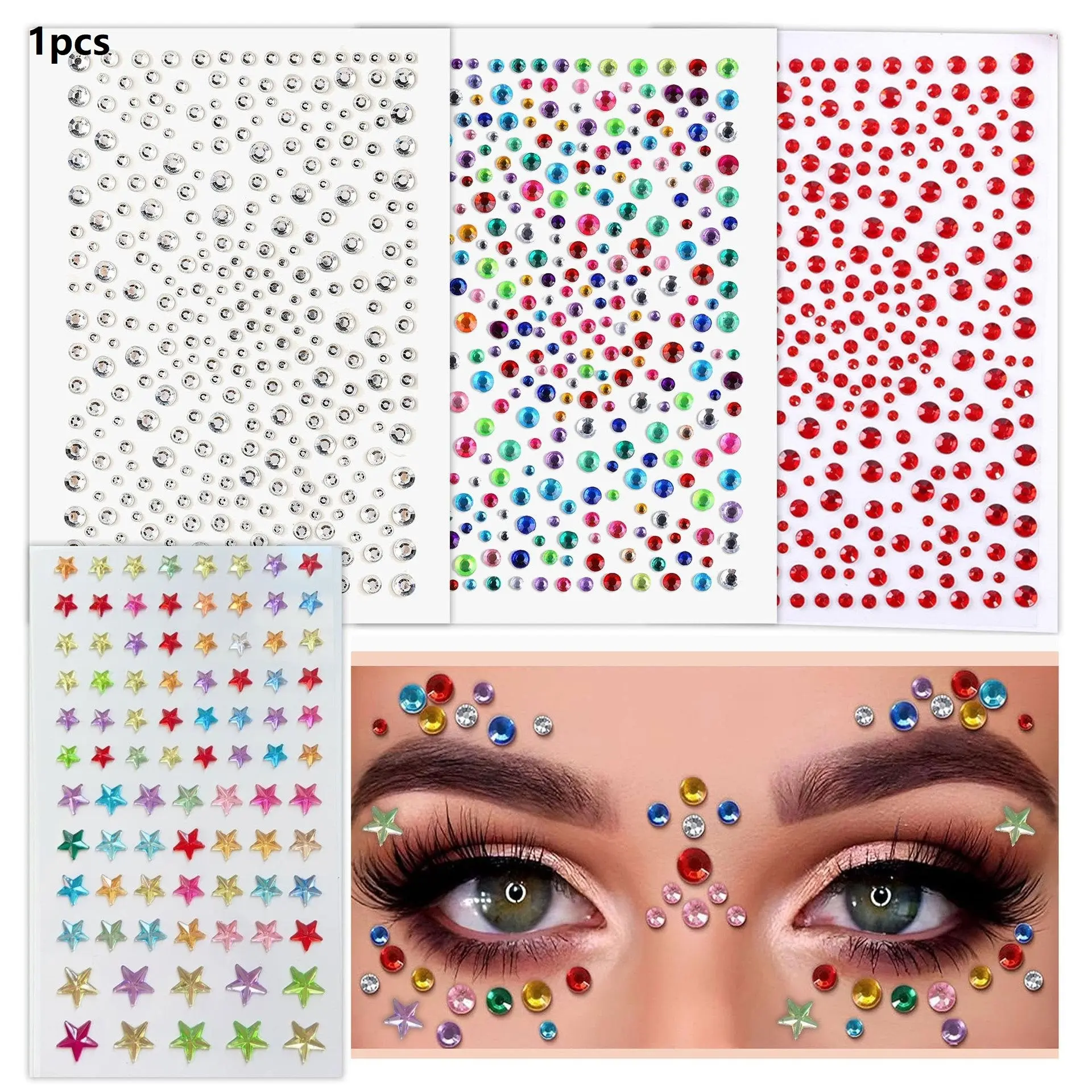 5mm Pearl Stickers, Acrylic Stickers, Diamond Stickers for Eye Makeup, Face Diamonds, Kids Notebooks, Nail Diamonds, Self-Adhesive, Contemporary Style, Aesthetic Stickers