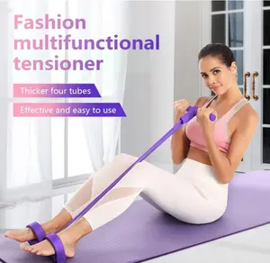 Multi-Functional Fitness Resistance Band Set - 4 Elastic Yoga Pedal Pull Tubes & Handle-Equipped Bands for Full-Body Excecise, Abdominal/Lower Back/Arm/Leg Workouts at Home