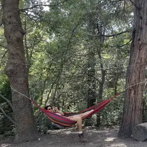 Portable Camping Hammock with Carry Bag, Lightweight Outdoor Hanging Hammock for Beach, Garden, Hiking, Travel & Backyard