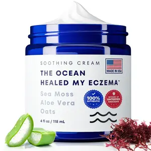 Natural Soothing Cream with Sea Moss & Oats -  Ocean Minerals - for Sensitive Skin -Hydrating Eczema Cream for Dry Skin Healing Therapeutic