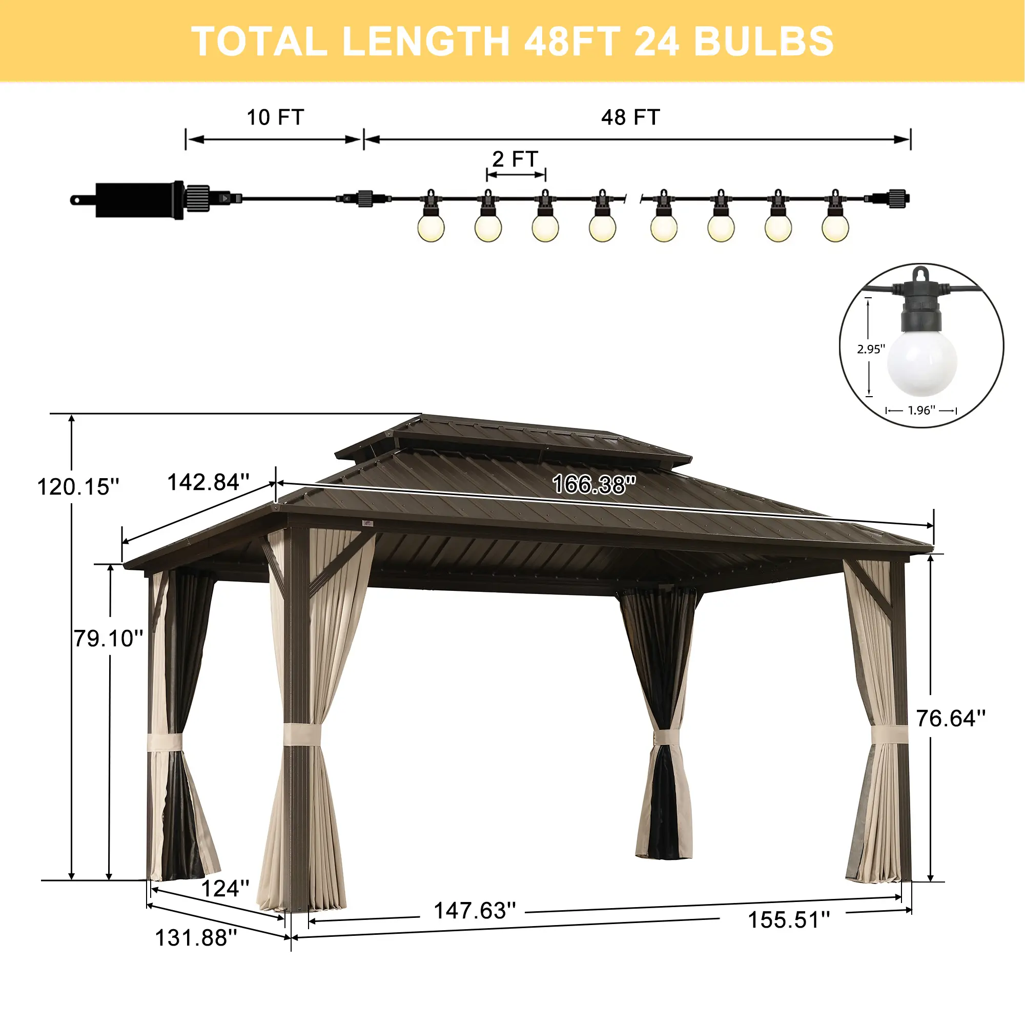 12' × 14' with 24 Lights