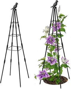 Garden Trellis,Plant Support for Climbing Plants, 1 Pack Plant Trellis Support for Climbing Vine, 63" Plant Support Tower Cages Plastic Coated Metal Pipe Supports for Outdoor Indoor, Tomato cage