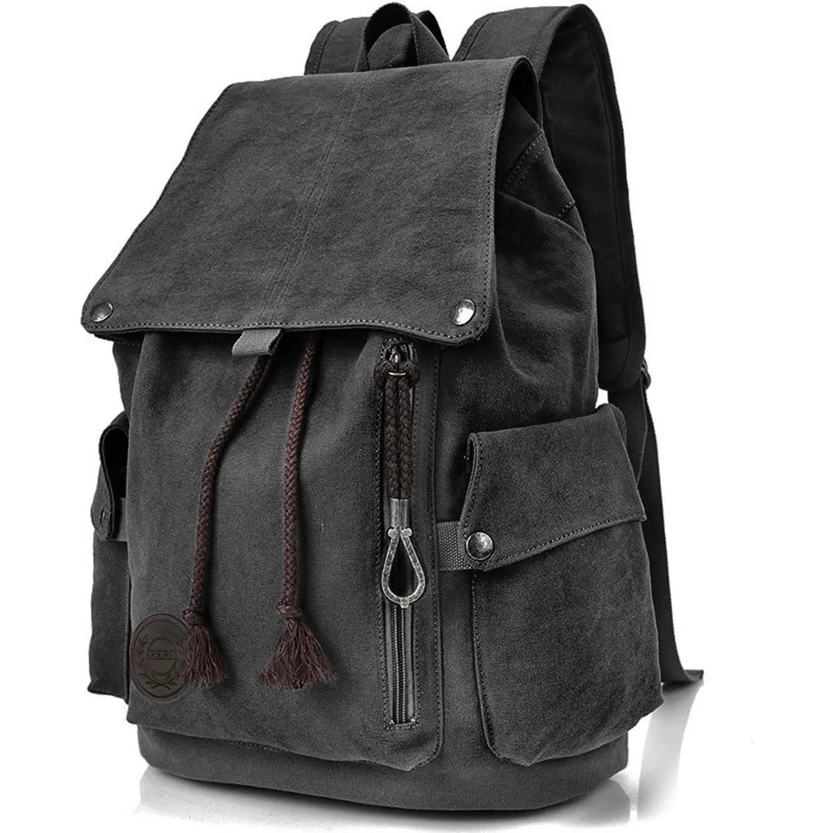 Canvas Backpack  Backpack Black Daypack for Men Women Laptop Travel Rucksack