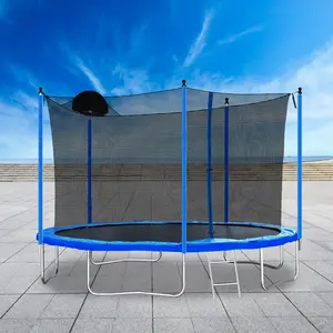 12FT Trampoline with Enclosure Net, Ladder & Basketball Hoop, Outdoor Backyard Trampoline for Kids Adults fun rebounder exercise