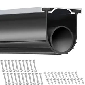 Garage Door Bottom Seal Rubber, U-Shape And O-Ring Combination Weather Stripping Kit With Pre-Drilled Aluminum Track Retainer, 5/16 Inch T-Ends, 3-3/4 Inch Width, 16 Feet, Black, Weather Resistant