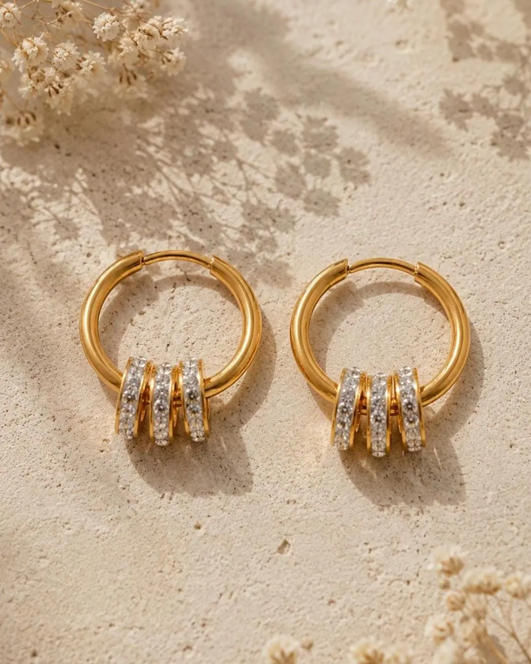 Vivienne Earrings — 18K Gold Plated Crystal Hoop