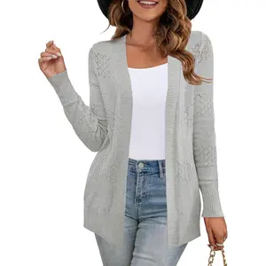 Women's Sweaters Boho Long Sleeve Open Front Chunky Cable Knit Cardigan
