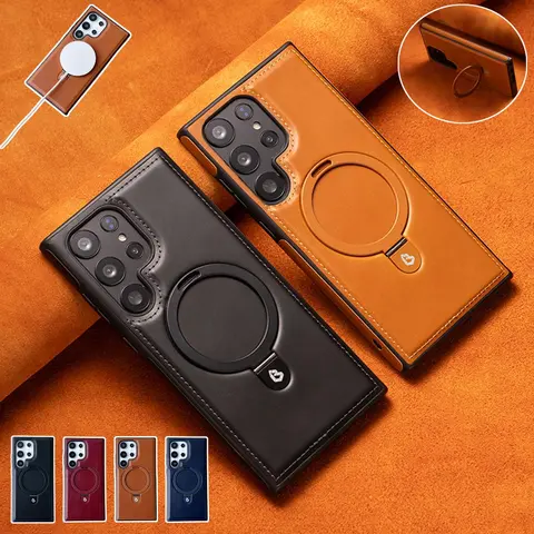 Magnetic Attraction Stand Smartphone Case, 1 Count Phone Protective Cover, Shockproof Phone Protective Case Compatible with Samsung Galaxy S26Ultra S25 S24 S23 S22 Plus, Cellphone Accessories, Mobile Phone Casing, Protection, Protective Durable Protector