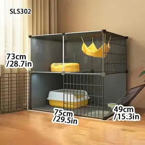 Cat Cage Wire Metal Kennel Indoor Small Space Cat Villa, Cat House and Bed Integrated, No Space Occupation, Home Use, Perfect for Kitties