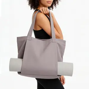 1 Count Yoga Mat Bag, gray, with side pocket for yoga mat or jacket storage