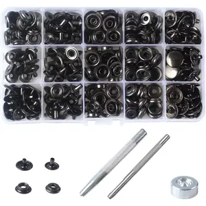 Gun Black 70 Sets 15mm 5/8" Heavy Duty Snap Fasteners Kit, Metal Snaps for Leather Crafts Sewing Repair Clothing Button Kit with Snap Installation Tool - Home Improvement.