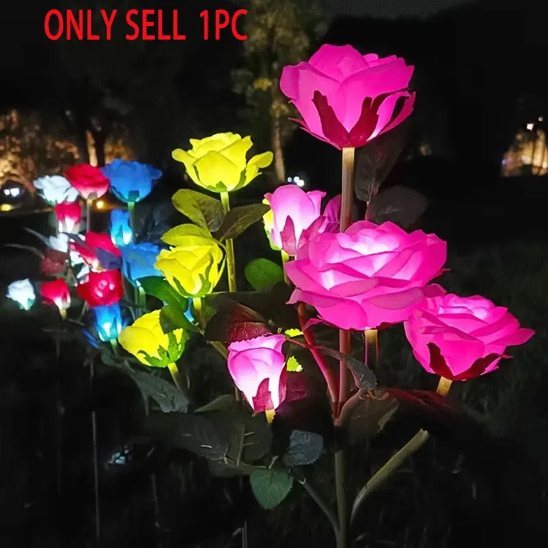 Solar LED Rose Garden Light, Large Decorative Outdoor Waterproof Lamp, Christmas, Garden, Wedding, Patio Lighting, Outdoor Decoration Light