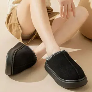 Women's Slipper Slip On For Women Suede Leather Indoor/Outdoor Comfy Fleece Lined Short Mini Snow Boot Slippers Trending Shoes to buy 2026