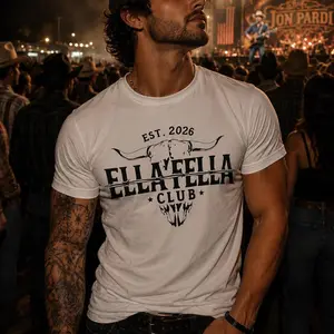 ELLA FELLA Club Skull Cattle Skull Graphic T-shirt, EST. 2026 Western Logo Comfort Colors Shirt, Ella Langley Fan Gift, Cowgirl Music Graphic Shirt, Comfort Colors Tee