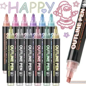 Stocking Stuffers, Larger Shimmer Outline Markers, Christmas Stocking Stuffers, 12 Metallic Glitter Pens for Christmas Gifts, Coloring Arts Supplies